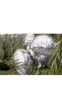 BALLON ROND ANNIVERSAIRE ARGENT - Décorations - Anniversaires - Fêtes et anniversaires - Fête en Fête - Déguisements, mariages, baptêmes, articles de fête, halloween 