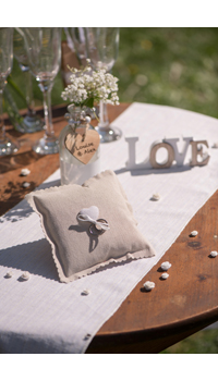 COUSSIN PORTE-ALLIANCES NATUREL - Coussins et porte-alliances - Accessoires de la mariée - Mariages, baptêmes, communions - Fête en Fête - Déguisements, mariages, baptêmes, articles de fête, halloween 