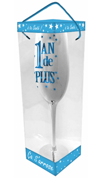 FLUTE ANNIVERSAIRE BLEUE - Verres, tasses et biberons - Cadeaux humoristiques - Fêtes et anniversaires - Fête en Fête - Déguisements, mariages, baptêmes, articles de fête, halloween 