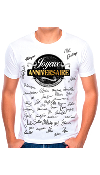 TEE-SHIRT HUMORISTIQUE ANNIVERSAIRE - Tees-shirt, tabliers et cartes - Cadeaux humoristiques - Fêtes et anniversaires - Fête en Fête - Déguisements, mariages, baptêmes, articles de fête, halloween 
