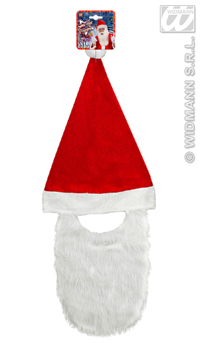 BONNET PERE NOEL AVEC BARBE - Costumes et accessoires - Noël - Fête en Fête - Déguisements, mariages, baptêmes, articles de fête, halloween 