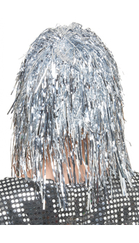 PERRUQUE DISCO ARGENT - Perruques - Perruques et postiches - Déguisements et accessoires - Fête en Fête - Déguisements, mariages, baptêmes, articles de fête, halloween 