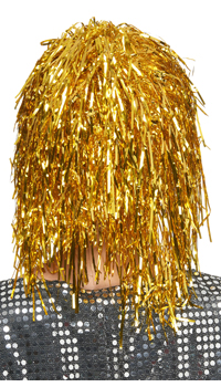 PERRUQUE DISCO OR - Perruques - Perruques et postiches - Déguisements et accessoires - Fête en Fête - Déguisements, mariages, baptêmes, articles de fête, halloween 