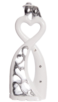 FIGURINE MARIAGE BLANC ET ARGENT - Mariage - Hymens - Mariages, baptêmes, communions - Fête en Fête - Déguisements, mariages, baptêmes, articles de fête, halloween 