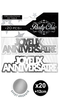 DECORATION DE TABLE ANNIVERSAIRE ARGENT - Décorations - Anniversaires - Fêtes et anniversaires - Fête en Fête - Déguisements, mariages, baptêmes, articles de fête, halloween 