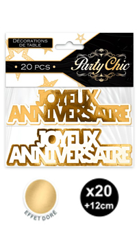 DECORATION DE TABLE ANNIVERSAIRE OR - Décorations - Anniversaires - Fêtes et anniversaires - Fête en Fête - Déguisements, mariages, baptêmes, articles de fête, halloween 