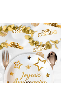 DECORATION DE TABLE ANNIVERSAIRE OR - Décorations - Anniversaires - Fêtes et anniversaires - Fête en Fête - Déguisements, mariages, baptêmes, articles de fête, halloween 