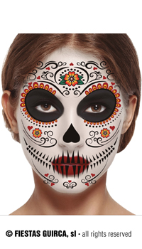 TATOUAGES VISAGE SANTA MUERTE - Maquillage - Accessoires - Déguisements et accessoires - Fête en Fête - Déguisements, mariages, baptêmes, articles de fête, halloween 