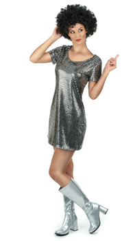 DEGUISEMENT DISCO ARGENT - Femmes - Costumes - Déguisements et accessoires - Fête en Fête - Déguisements, mariages, baptêmes, articles de fête, halloween 