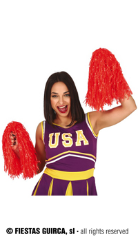 POMPOM ROUGE, LA PAIRE - Accessoires du supporter - Articles supporters et drapeaux - Fête en Fête - Déguisements, mariages, baptêmes, articles de fête, halloween 