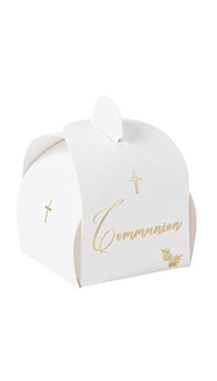 BOITE COMMUNION BLANCHE ET OR - Spécial communion - Contenants à dragées - Mariages, baptêmes, communions - Fête en Fête - Déguisements, mariages, baptêmes, articles de fête, halloween 
