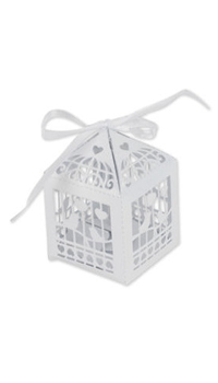 BOITE AJOUREE CAGE A OISEAUX - Boites et contenants, plastique, carton - Contenants à dragées - Mariages, baptêmes, communions - Fête en Fête - Déguisements, mariages, baptêmes, articles de fête, halloween 