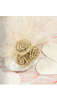 FLEUR JUTE - Fleurs, papillons, plumes et sujets - Accessoires contenants - Mariages, baptêmes, communions - Fête en Fête - Déguisements, mariages, baptêmes, articles de fête, halloween 