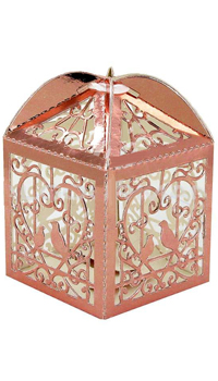 BOITE AJOUTEE COEUR ET COLOMBES ROSE GOLD - Boites et contenants, plastique, carton - Contenants à dragées - Mariages, baptêmes, communions - Fête en Fête - Déguisements, mariages, baptêmes, articles de fête, halloween 