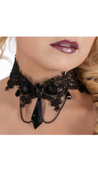 COLLIER DENTELLE NOIRE - Bijoux - Accessoires - Déguisements et accessoires - Fête en Fête - Déguisements, mariages, baptêmes, articles de fête, halloween 