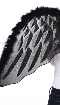AILES NOIRES ET ARGENT - Serre-tête, diadèmes et ailes - Accessoires - Déguisements et accessoires - Fête en Fête - Déguisements, mariages, baptêmes, articles de fête, halloween 
