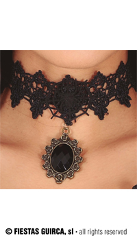 COLLIER DENTELLE NOIRE - Bijoux - Accessoires - Déguisements et accessoires - Fête en Fête - Déguisements, mariages, baptêmes, articles de fête, halloween 