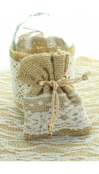 SAC JUTE ET DENTELLE - Contenants verre, métal, bois, tissu - Contenants à dragées - Mariages, baptêmes, communions - Fête en Fête - Déguisements, mariages, baptêmes, articles de fête, halloween 