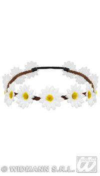COURONNE HIPPIE FLEURS BLANCHES - Serre-tête, diadèmes et ailes - Accessoires - Déguisements et accessoires - Fête en Fête - Déguisements, mariages, baptêmes, articles de fête, halloween 