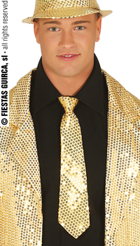 CRAVATE PAILLETTE OR - Cravates, noeuds papillon et bretelles - Accessoires - Déguisements et accessoires - Fête en Fête - Déguisements, mariages, baptêmes, articles de fête, halloween 