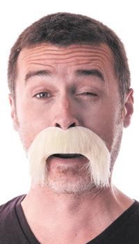 MOUSTACHE BLONDE - Barbes et moustaches - Perruques et postiches - Déguisements et accessoires - Fête en Fête - Déguisements, mariages, baptêmes, articles de fête, halloween 