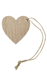COEUR EN BOIS AVEC CORDELETTE, PAQUET DE 6 - Rubans, étiquettes, fils alu - Accessoires contenants - Mariages, baptêmes, communions - Fête en Fête - Déguisements, mariages, baptêmes, articles de fête, halloween 