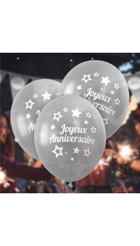 BALLONS ANNIVERSAIRE ARGENT, SAC DE 8 - Guirlandes, lampions, ballons, déco - Fêtes - Fêtes et anniversaires - Fête en Fête - Déguisements, mariages, baptêmes, articles de fête, halloween 