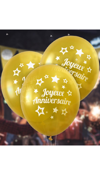 BALLONS ANNIVERSAIRE OR, SAC DE 8 - Décorations - Anniversaires - Fêtes et anniversaires - Fête en Fête - Déguisements, mariages, baptêmes, articles de fête, halloween 