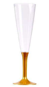 FLUTE A CHAMPAGNE PIED OR, PAQUET DE 10  - Verres, flûtes et tasses - Vaisselle et emballages - Fête en Fête - Déguisements, mariages, baptêmes, articles de fête, halloween 