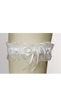 JARRETIERE BLANCHE - Jarretières, ombrelles et autres  - Accessoires de la mariée - Mariages, baptêmes, communions - Fête en Fête - Déguisements, mariages, baptêmes, articles de fête, halloween 