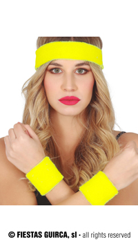 SET BANDEAU ET POIGNETS JAUNES - Sets de déguisement - Déguisements et accessoires - Fête en Fête - Déguisements, mariages, baptêmes, articles de fête, halloween 