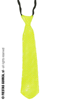 CRAVATE PAILLETTE JAUNE - Cravates, noeuds papillon et bretelles - Accessoires - Déguisements et accessoires - Fête en Fête - Déguisements, mariages, baptêmes, articles de fête, halloween 