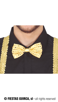 NOEUD PAPILLON OR PAILLETTES - Cravates, noeuds papillon et bretelles - Accessoires - Déguisements et accessoires - Fête en Fête - Déguisements, mariages, baptêmes, articles de fête, halloween 