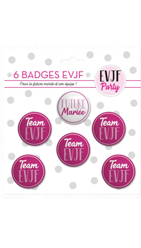 BADGES EVJF, LOT DE 6 - Gages et accessoires - Enterrements vie de célibataire - Fêtes et anniversaires - Fête en Fête - Déguisements, mariages, baptêmes, articles de fête, halloween 