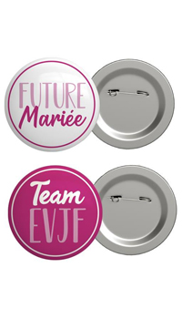 BADGES EVJF, LOT DE 6 - Gages et accessoires - Enterrements vie de célibataire - Fêtes et anniversaires - Fête en Fête - Déguisements, mariages, baptêmes, articles de fête, halloween 