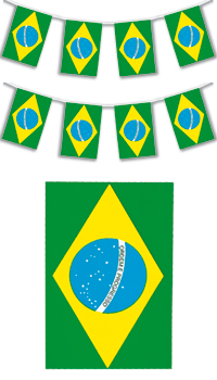 GUIRLANDE PLASTIQUE BRESIL - Drapeaux et pavoisements - Articles supporters et drapeaux - Fête en Fête - Déguisements, mariages, baptêmes, articles de fête, halloween 