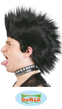 PERRUQUE PUNK NOIRE - Perruques - Perruques et postiches - Déguisements et accessoires - Fête en Fête - Déguisements, mariages, baptêmes, articles de fête, halloween 