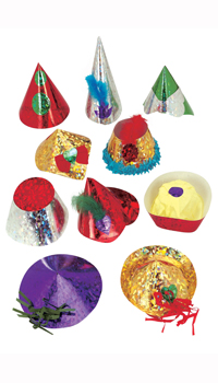COIFFE CARTON METALLISEE PETIT MODELE - Cotillons fin d'année - Noël - Fête en Fête - Déguisements, mariages, baptêmes, articles de fête, halloween 