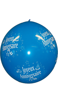 BALLON ANNIVERSAIRE D.86cm BLEU ROY  - Guirlandes, lampions, ballons, déco - Fêtes - Fêtes et anniversaires - Fête en Fête - Déguisements, mariages, baptêmes, articles de fête, halloween 