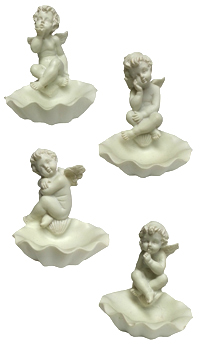 ANGE POSE SUR COQUILLE - Fleurs, papillons, plumes et sujets - Accessoires contenants - Mariages, baptêmes, communions - Fête en Fête - Déguisements, mariages, baptêmes, articles de fête, halloween 