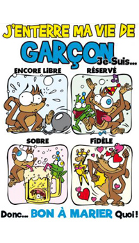 TEE-SHIRT HUMORISTIQUE ENTERREMENT VIE GARCON - Tees-shirt, tabliers et cartes - Cadeaux humoristiques - Fêtes et anniversaires - Fête en Fête - Déguisements, mariages, baptêmes, articles de fête, halloween 